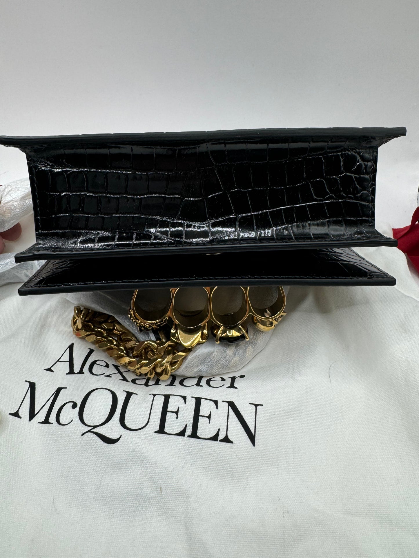 Alexander McQueen Jewelled Croc-Embossed Leather Crossbody satchel