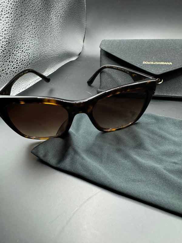 Dolce & Gabbana 53mm Cateye light Tortoise sunglasses GHW DG on temple