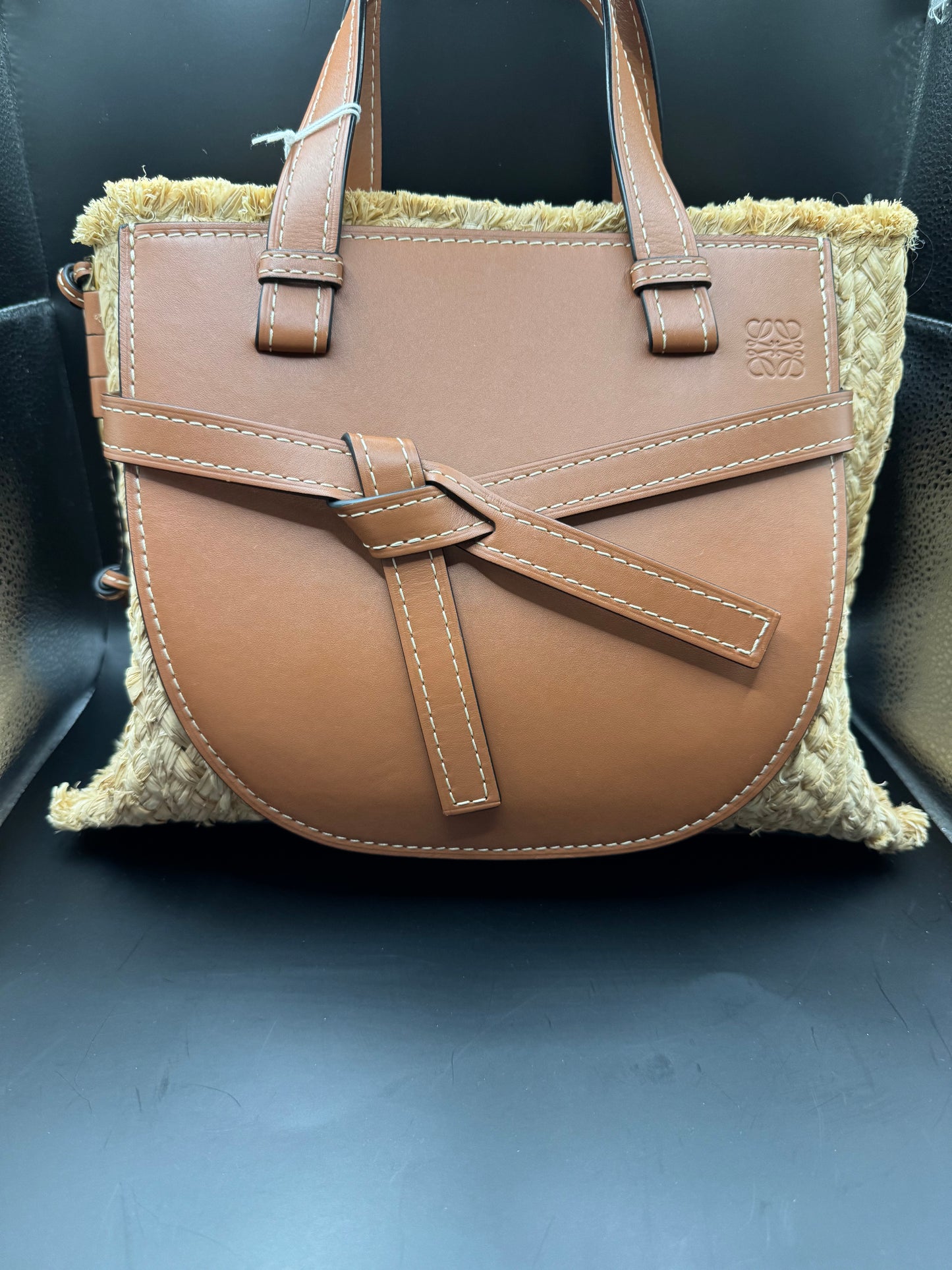 Loewe Gate Raffia & Leather top and crossbody bag