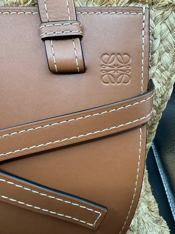 Loewe Gate Raffia & Leather top and crossbody bag