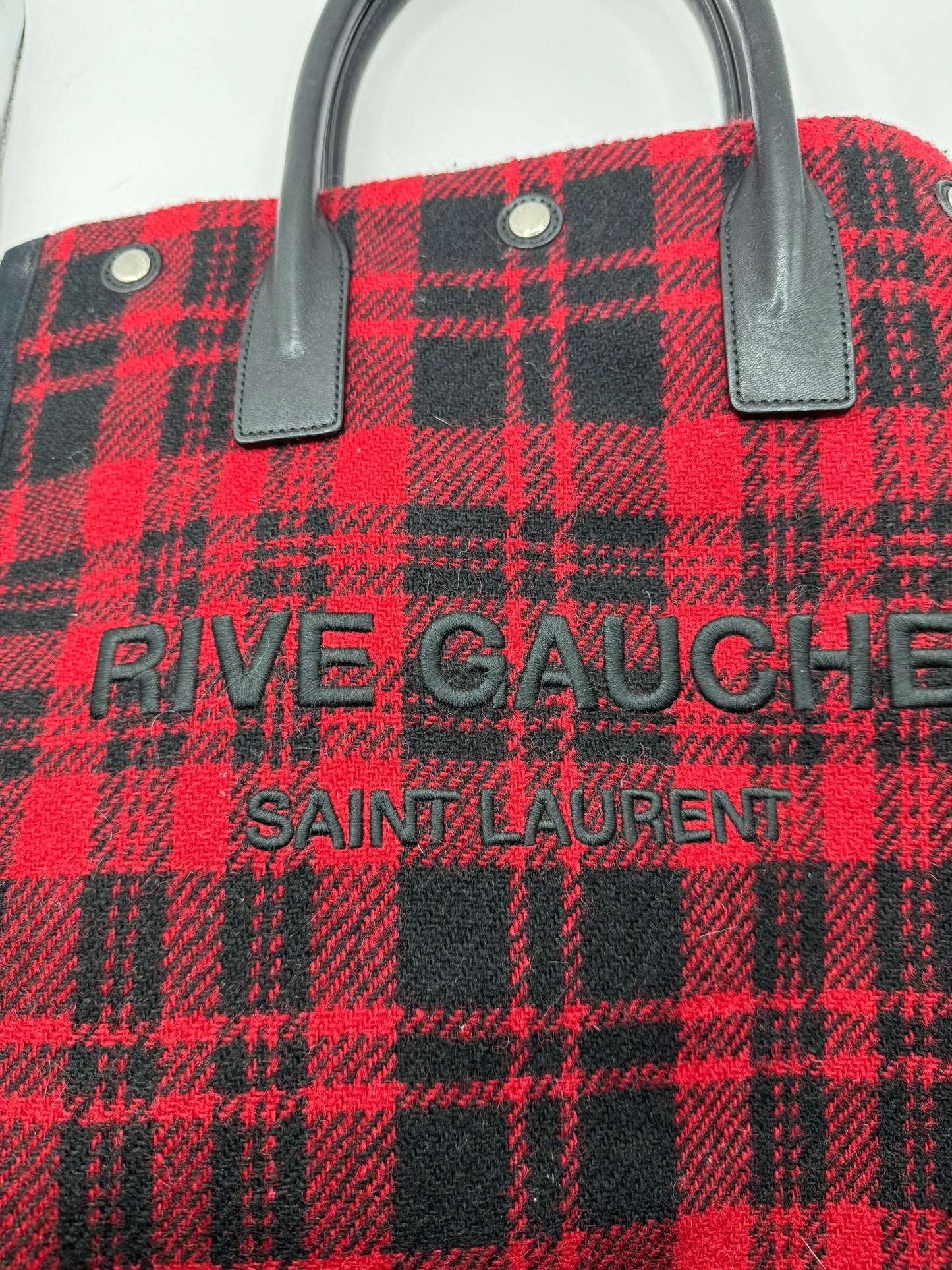 Saint Laurent/YSL Noe Wool Tartan Rive Gauche Shopper Tote Bag Limited edition runway