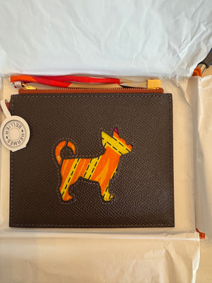 Hermes’ Veau Epsom Collectors chihuahua dog motif change purse/card case