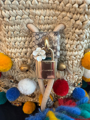 Dolce & Gabbana New Raffia Pompoms Python Bag