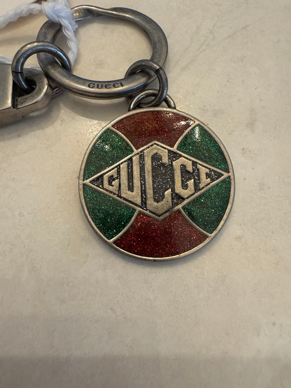 Gucci Red & Green Sparkle enamel bag charm/key ring