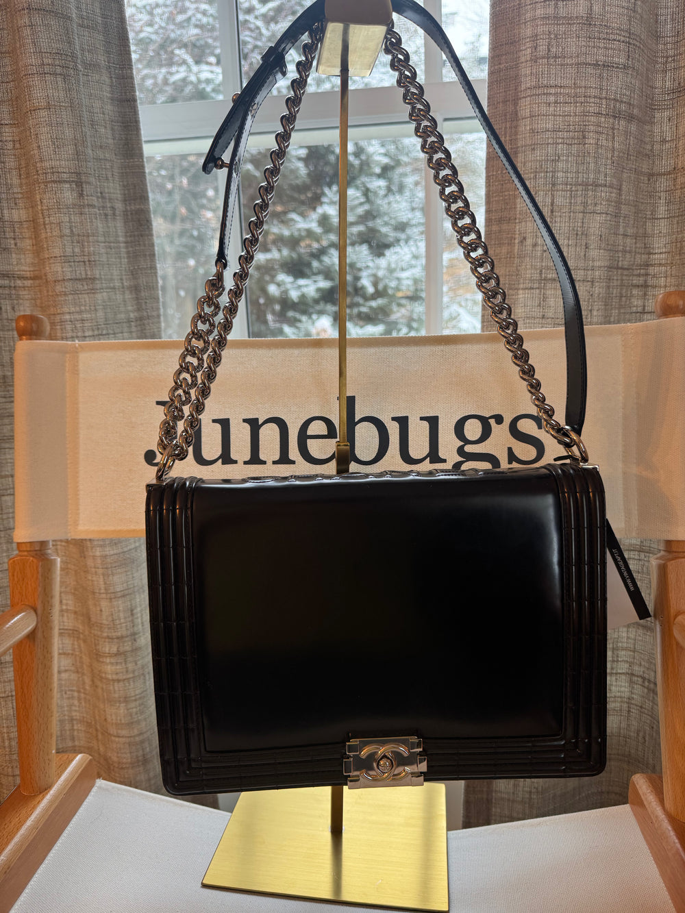 Chanel Boy Large SHW Black leather