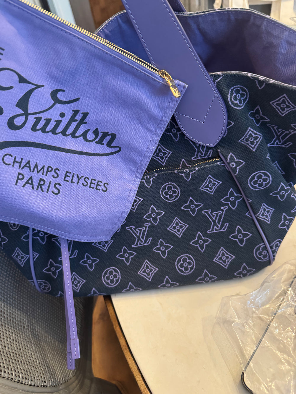 Louis Vuitton Monogram Marine Canvas Cabas Ipanema Tote