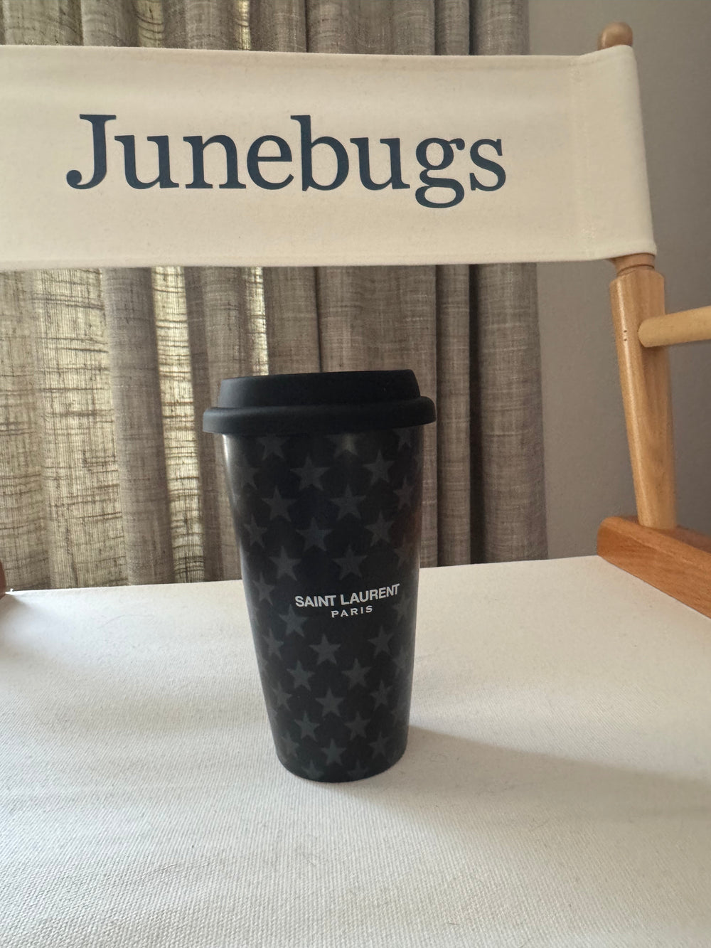 Saint Laurent ceramic black star coffee travel cup- new