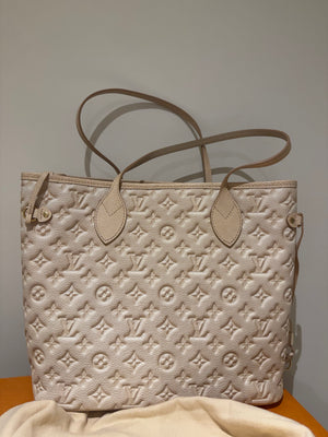 Louis Vuitton New White Gradient Empteinte leather Neverfull MM with pouch