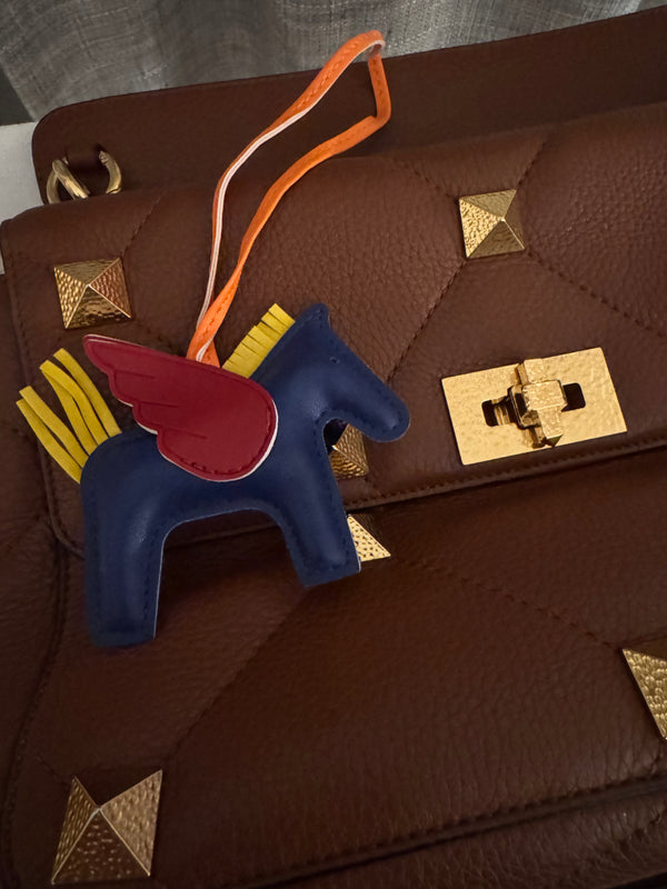 Valentino Rockstud Caramel Large with gold hammered hardware.