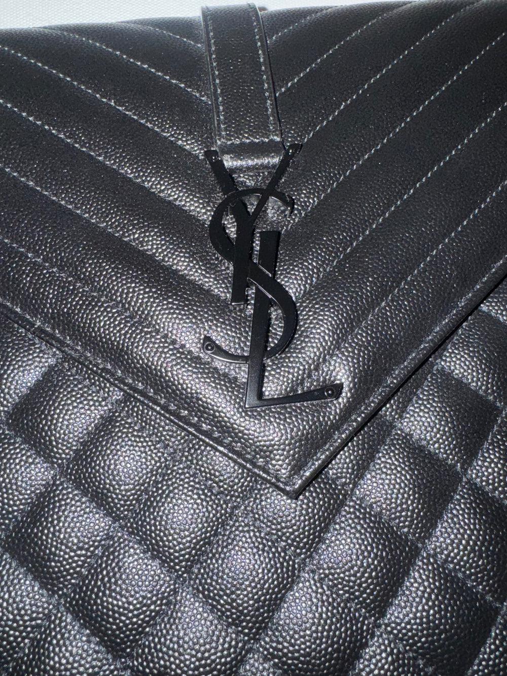 YSL Large Grained Calfskin Envelope Monochromatic Bag
