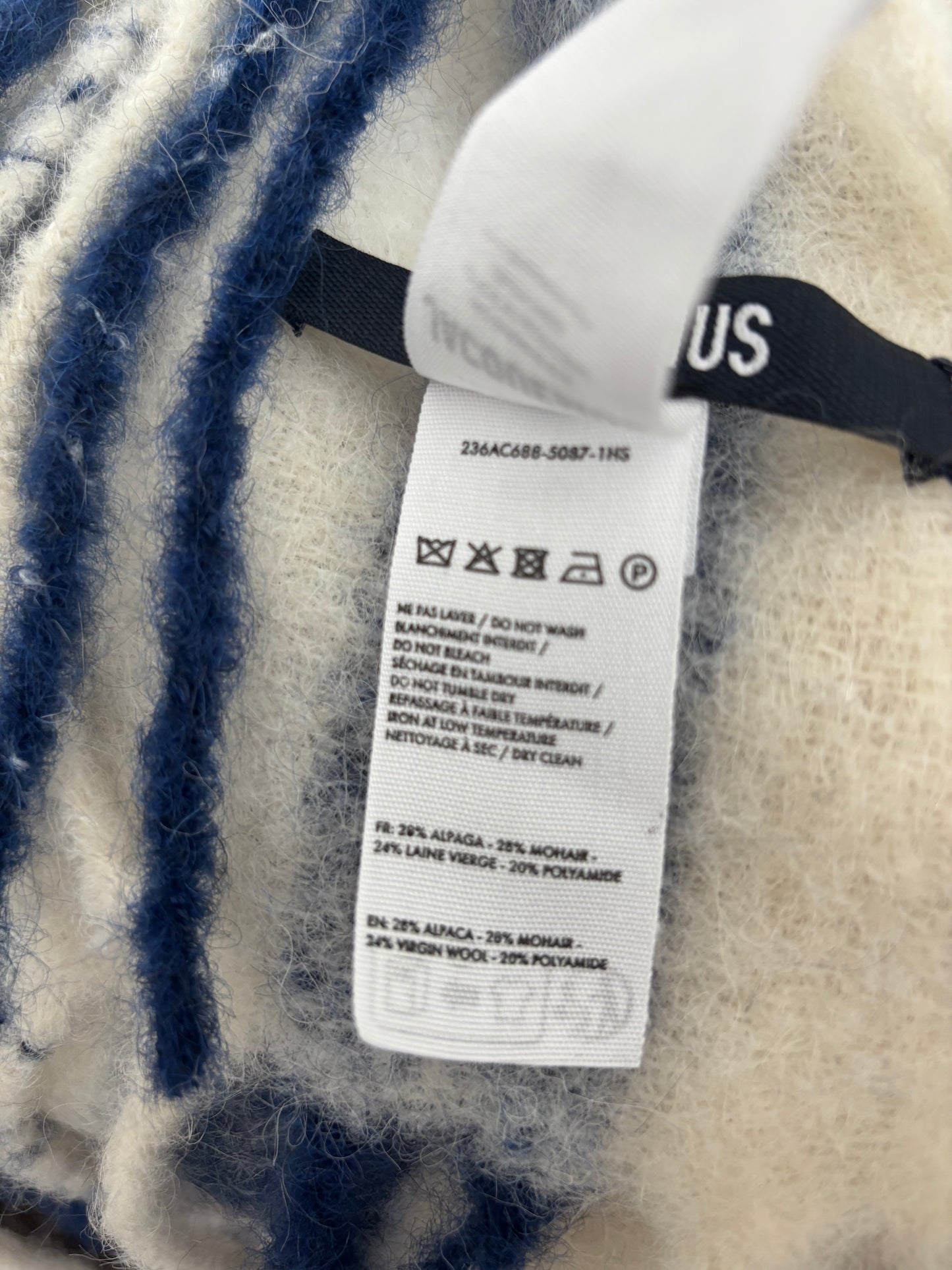 Jacuemus The Carro Navy/White Stripe Scarf mohair & alpaca