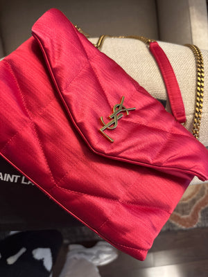 Saint Laurent LouLou Puffer – Hot Pink Satin. Hard to Find