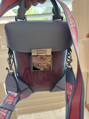 MCM Transparent Mini Berlin Crossbody in Hologram Blue Bell: