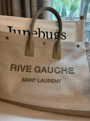 Saint Laurent Small Rive Gauche Tote – Linen with Calfskin Trim