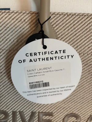 Saint Laurent Small Rive Gauche Tote – Linen with Calfskin Trim