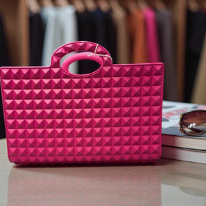Valentino Pink Rubber Rockstud Tote