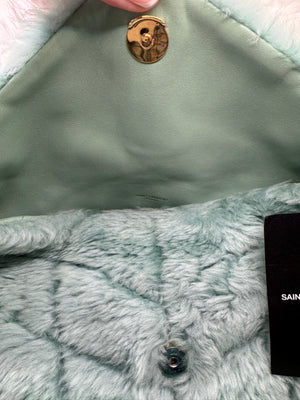 YSL Lou Lou Puffer Shearling Chain Crossbody/Shoulder bag Teal