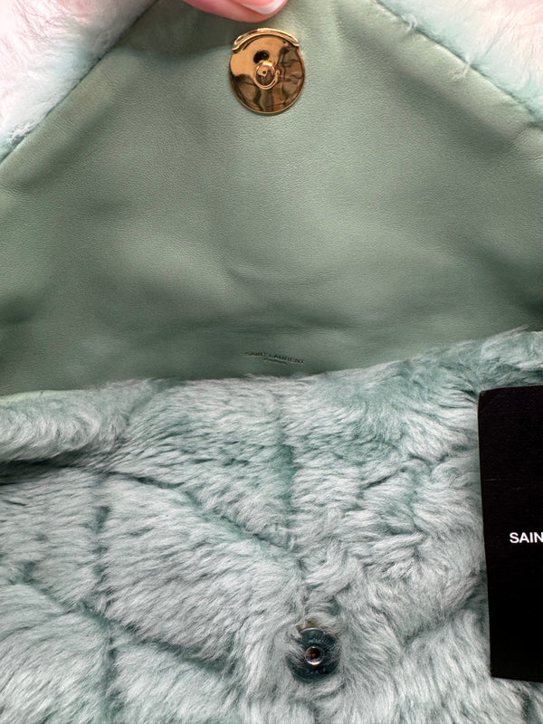 YSL Lou Lou Puffer Shearling Chain Crossbody/Shoulder bag Teal