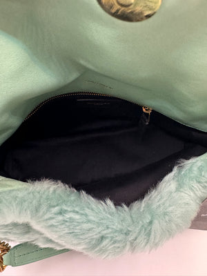 YSL Lou Lou Puffer Shearling Chain Crossbody/Shoulder bag Teal