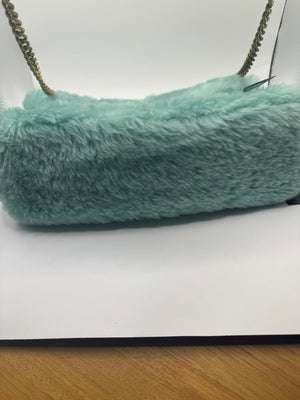 YSL Lou Lou Puffer Shearling Chain Crossbody/Shoulder bag Teal