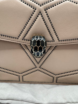 Bvlgari Beige Studded Medium Serpenti Forever Shoulder Bag