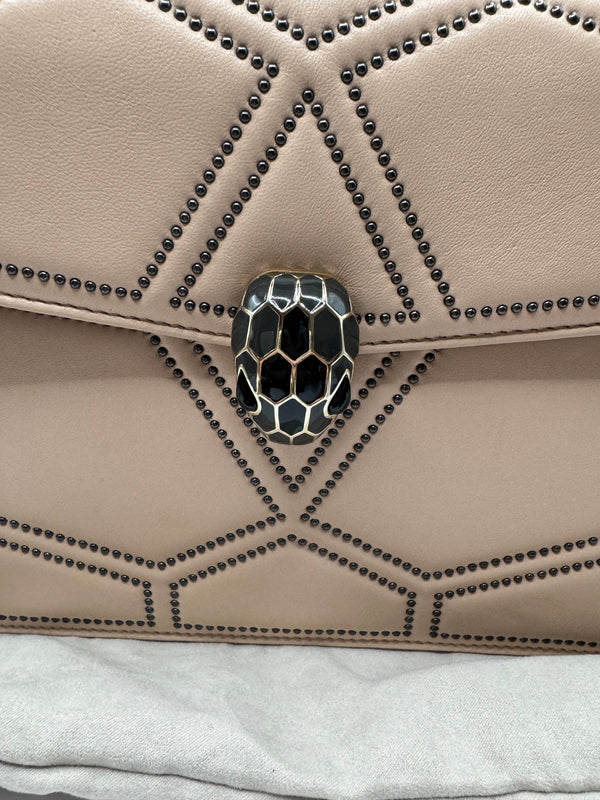 Bvlgari Beige Studded Medium Serpenti Forever Shoulder Bag