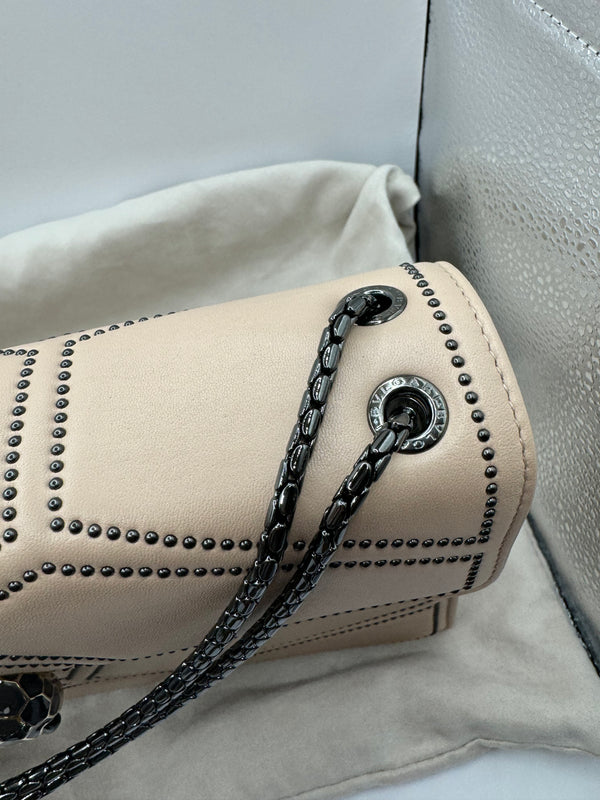 Bvlgari Beige Studded Medium Serpenti Forever Shoulder Bag