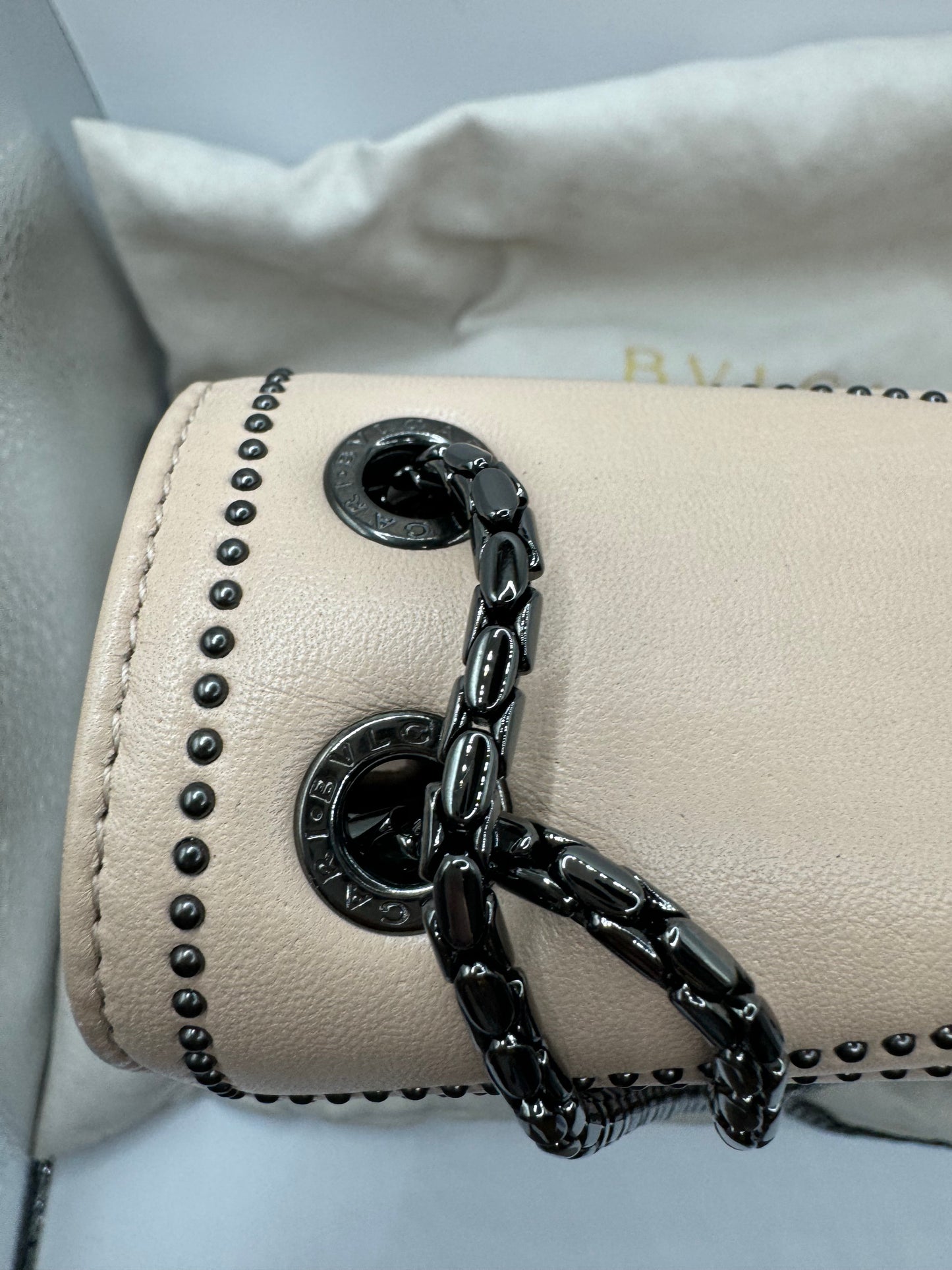 Bvlgari Beige Studded Medium Serpenti Forever Shoulder Bag