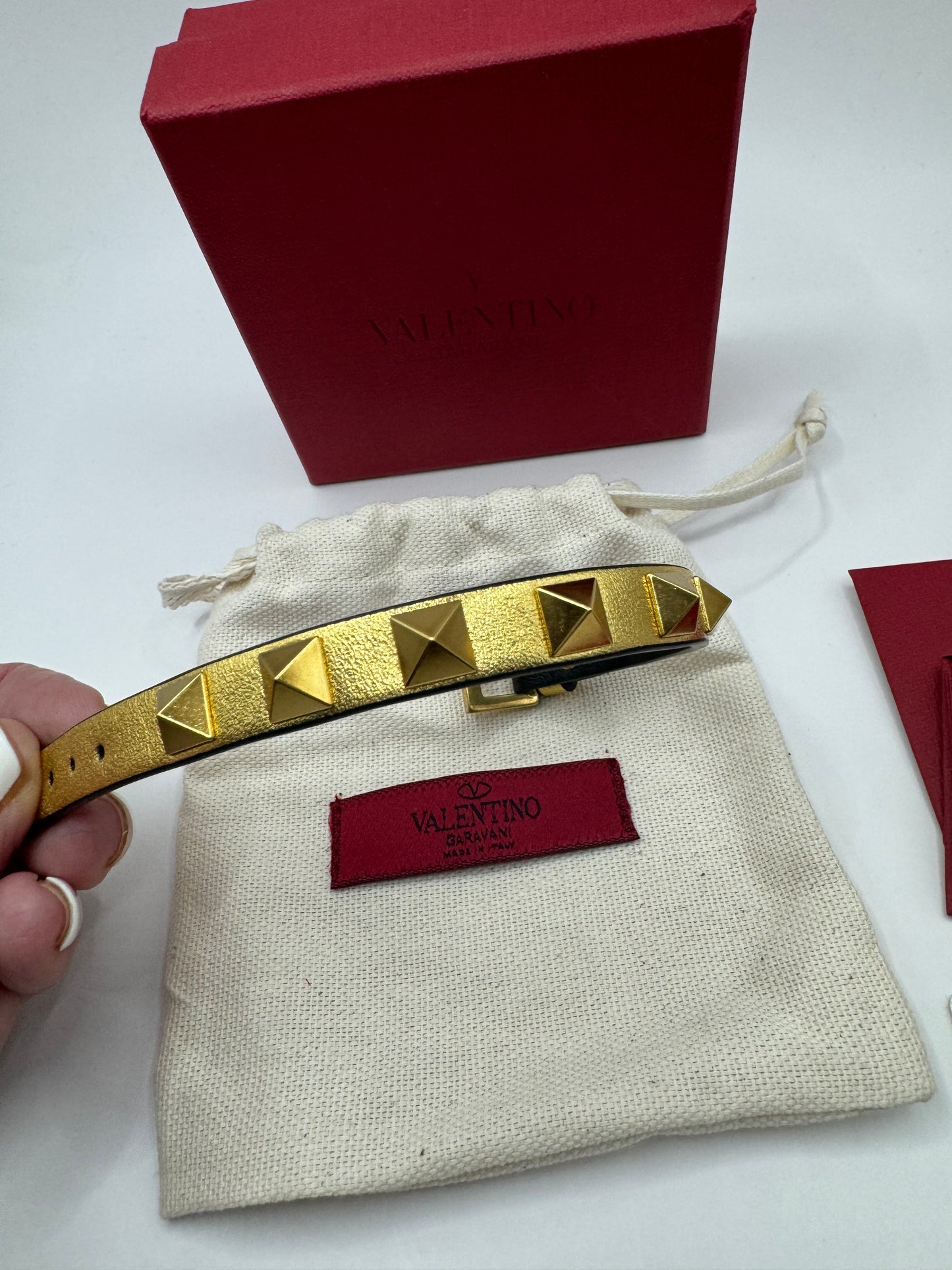 Valentino Garavani Gold on Gold Rock stud leather bracelet - hard to find