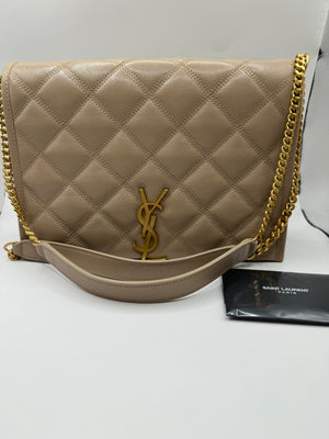 YSL Quilted Small Becky Bag dark beige