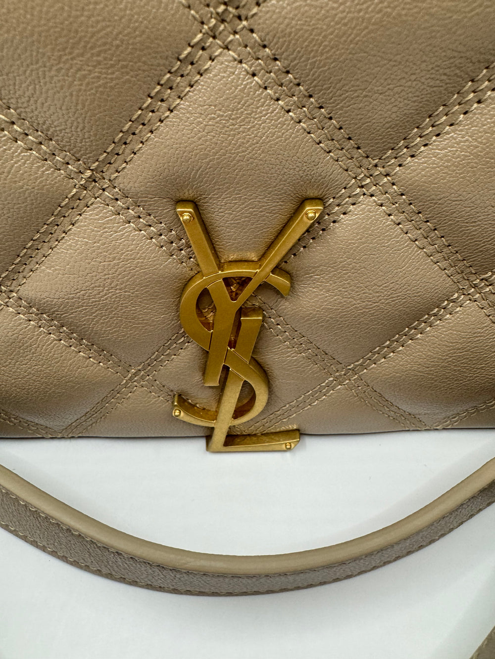 YSL Quilted Small Becky Bag dark beige