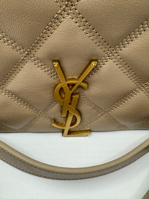 YSL Quilted Small Becky Bag dark beige