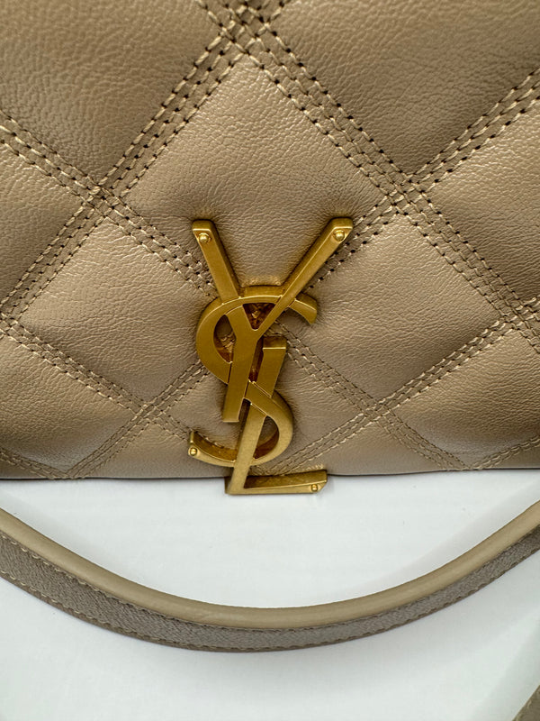 YSL Quilted Small Becky Bag dark beige