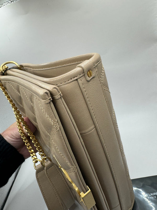 YSL Quilted Small Becky Bag dark beige