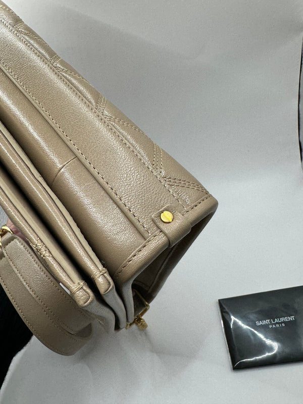 YSL Quilted Small Becky Bag dark beige