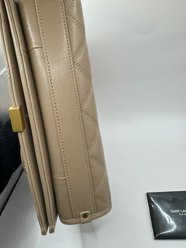 YSL Quilted Small Becky Bag dark beige