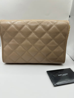 YSL Quilted Small Becky Bag dark beige