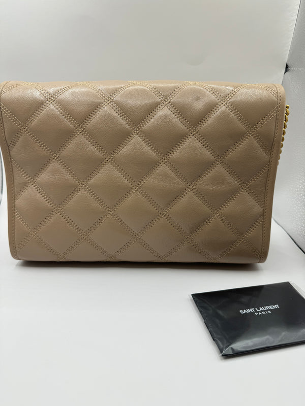 YSL Quilted Small Becky Bag dark beige