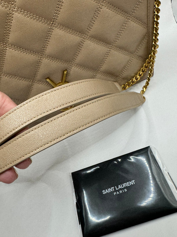 YSL Quilted Small Becky Bag dark beige