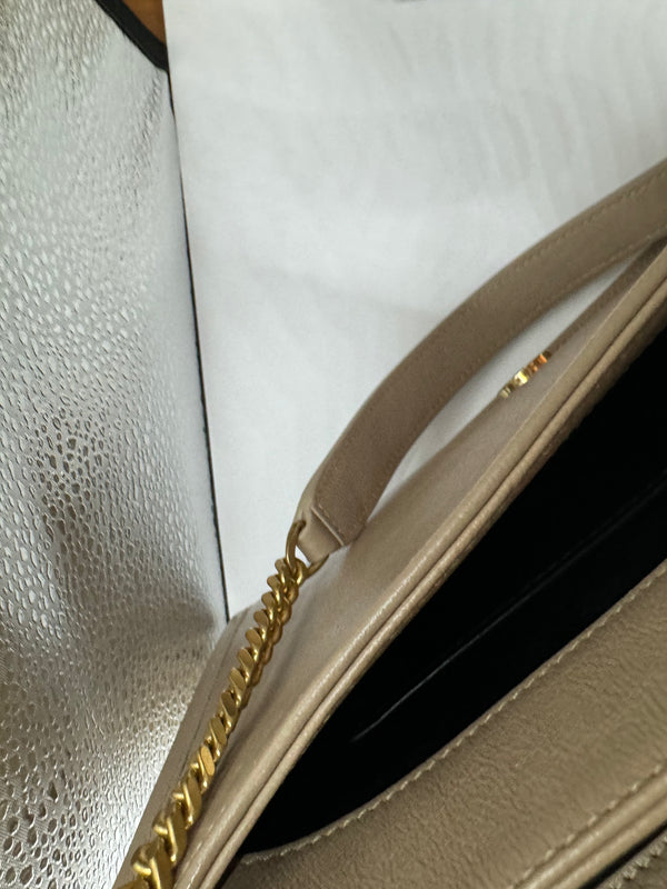 YSL Quilted Small Becky Bag dark beige