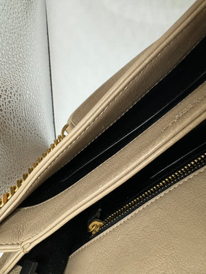 YSL Quilted Small Becky Bag dark beige