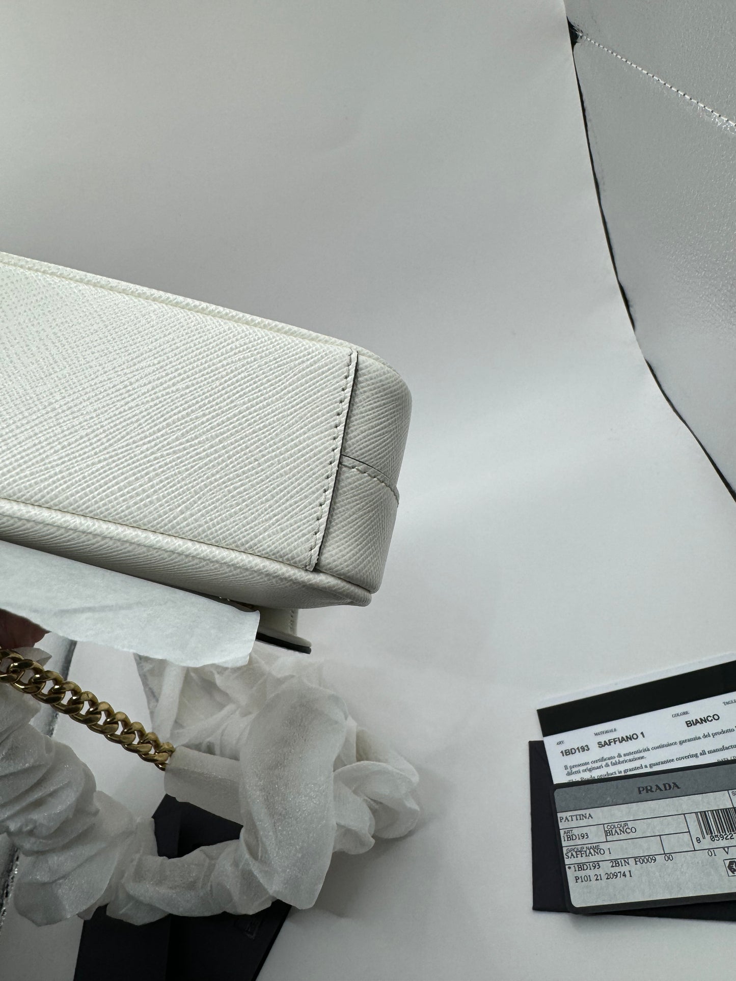 Prada Pattina Saffiano Crossbody White GHW