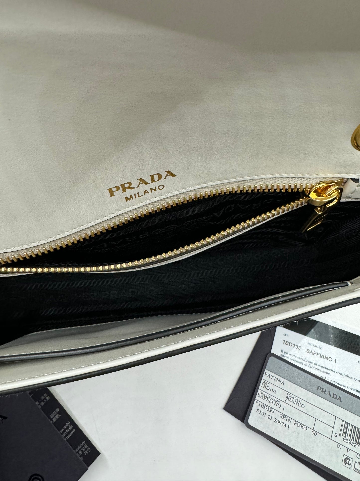 Prada Pattina Saffiano Crossbody White GHW