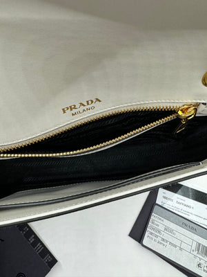 Prada Pattina Saffiano Crossbody White GHW