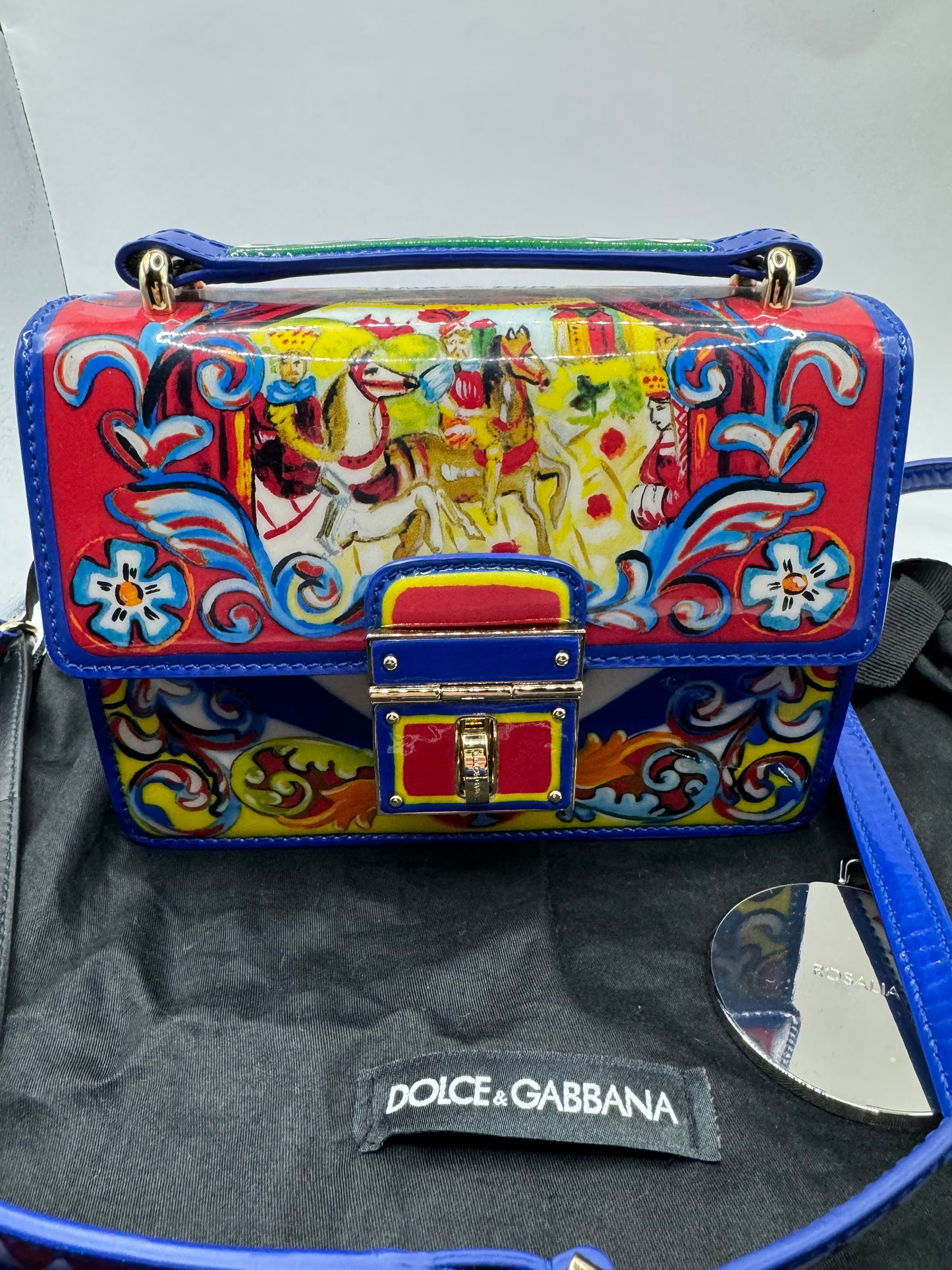 Dolce & Gabbana Multicolour Majorica Print PVC Rosalia Top handle bag