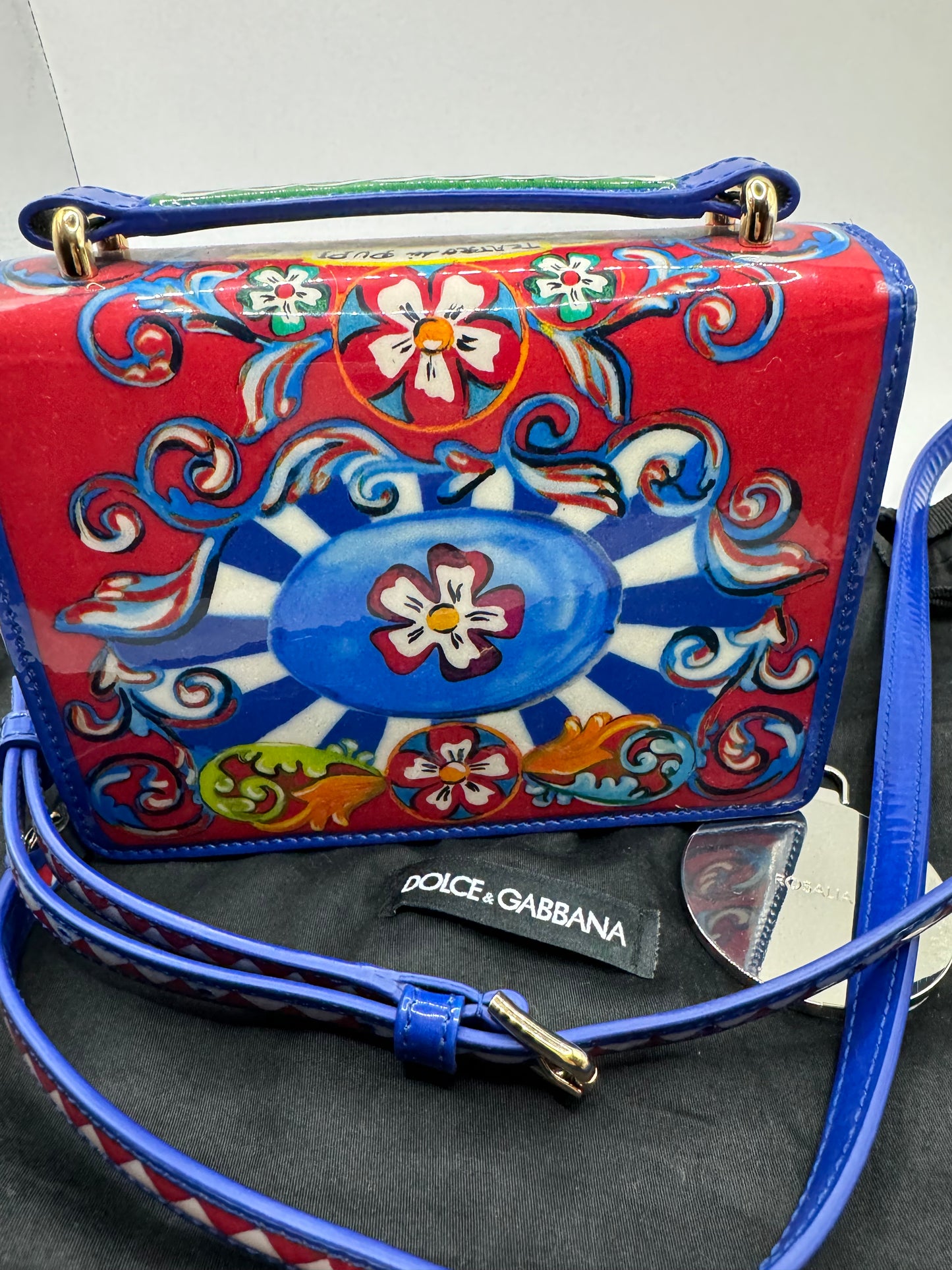 Dolce & Gabbana Multicolour Majorica Print PVC Rosalia Top handle bag