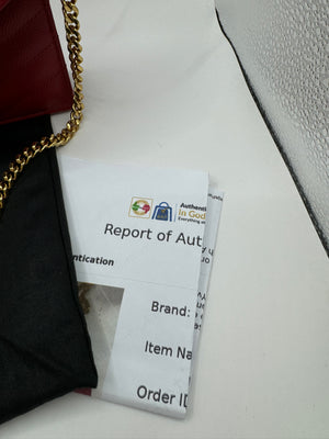 YSL Quilted Chevron Matelasse Envelope Wallet on Chain