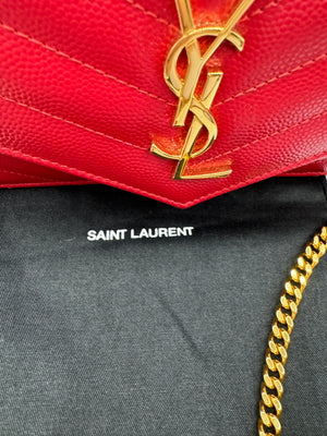 YSL Quilted Chevron Matelasse Envelope Wallet on Chain