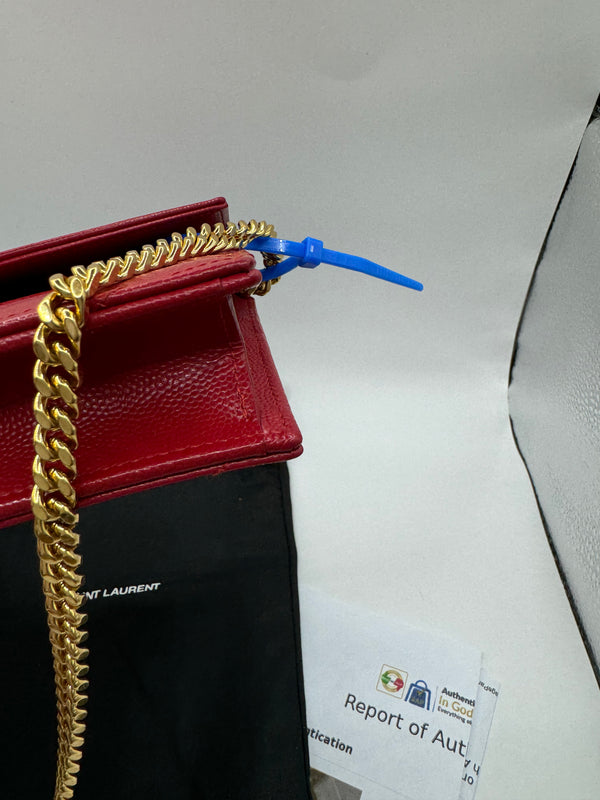 YSL Quilted Chevron Matelasse Envelope Wallet on Chain