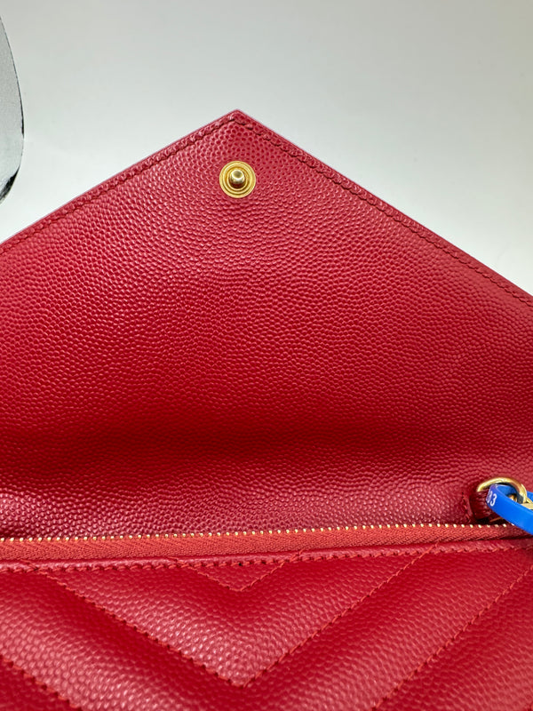 YSL Quilted Chevron Matelasse Envelope Wallet on Chain